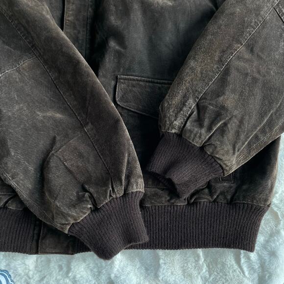 🔥VTG Global Identity G III Suede Bomber Jacket Rusty Brown Moto Utility XXL - Picture 8 of 15